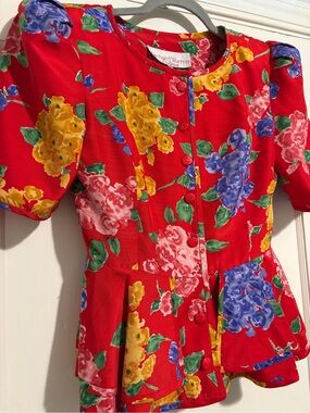 Richard Warren Red Floral Peplum blazer for Women